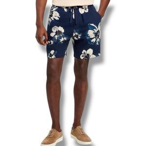 NWT Vince Mens Blossoms Printed 7.25 Linen Blend Shorts Blue Floral XL MSRP $225